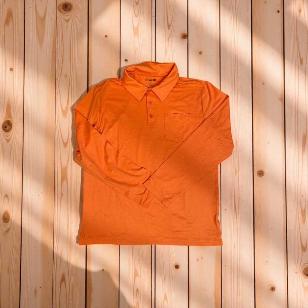 Vibrant Orange Long Sleeve Kids Polo Shirt